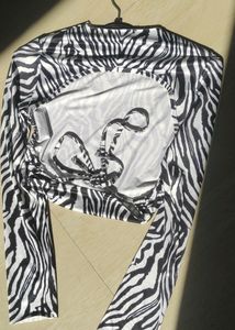 Zebra Print Back Tie Top.