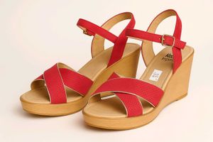 Red Wedge Sandals