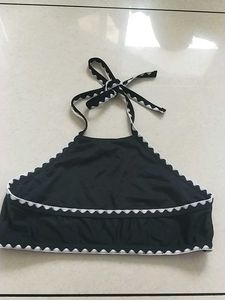 L Chic Black Bikini Top with embroidery
