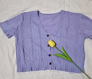 Lilac Knit Cropped Cardigan