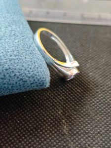 Pure silver ring in pink zircon.