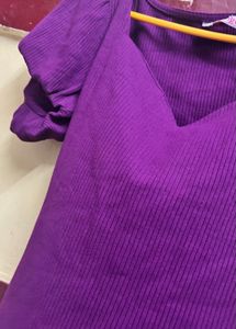Purple Ribbed Top