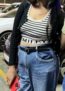 Cute White And Black Tank Top