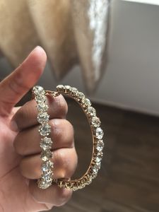 White Stone Ear Hoops