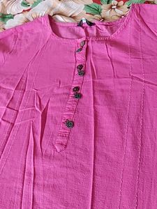 Pink Kurti with Button Detail