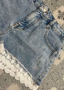 Denim Lace Shorts