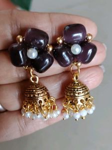 Glass bead-Elegant Dark Purple Necklace Set