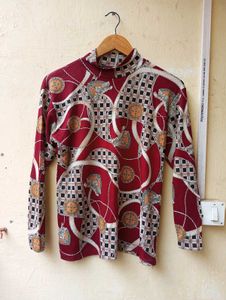 Patterned Mock Neck Top (Women)