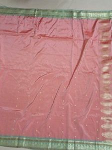 Elegant Peach &amp; Green Saree