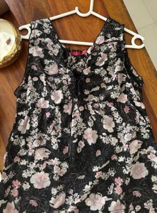 Floral Sleeveless Top Sheer Fabric