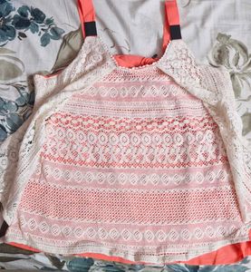 Tank Top With Crotcheted Work