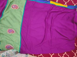 Heavy Green Amd Violet Saree