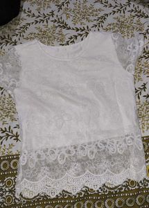 White Lace Short Sleeve Top