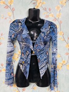 Women Denim Print Top