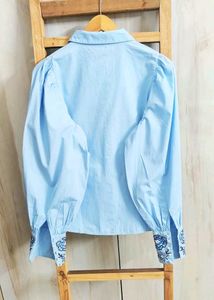 Embroidered sleeve Button-Down Top Size-38-40