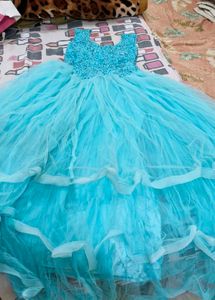 Womens Turtle Green  Colour Party Wear Flared Gown