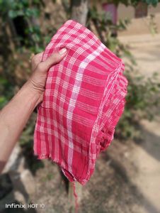 Red Checked Handloom Cotton Gamcha or Towel