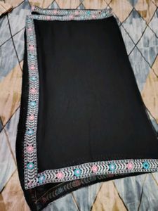 Elegent Black Kurti Pant With Dupatta