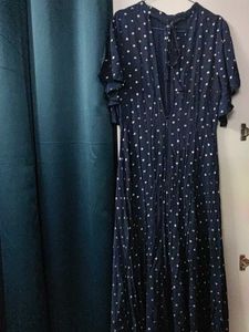 Navy Polka Dot Midi Dress