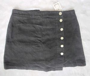 Button Denim Mini Skirt