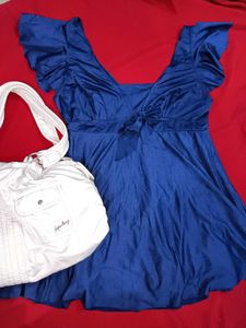 Blue Flutter Sleeve Top