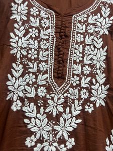 Brown Chikankari Lucknowi Kurta