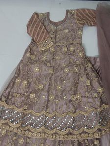 Mirror and Jardoji Work Beautiful Frock Lehenga