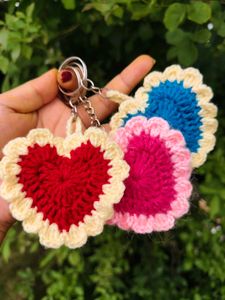 Crochet Heart Keychains