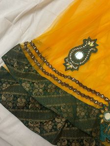 Mango Color Designer Suit Set with Dupatta