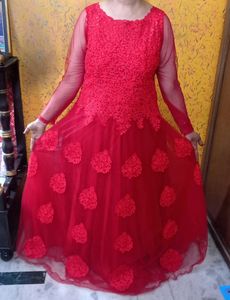 Red Gown With Dupatta