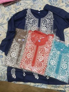 Computer Work Chikkari Short Kurti