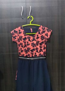 dark pink middy with navy blue on bottom