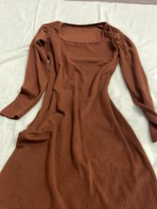 Brown Ribbed Bodycon