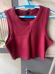 Burgundy Ribbed Tank Top