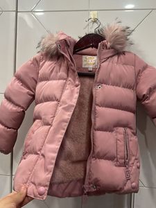 Girls&#39; Pink Puffer Coat with Fur Hood