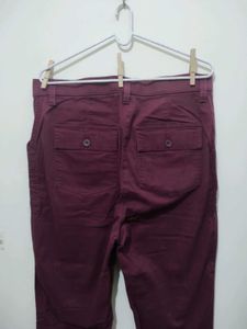 Marks And Spencer Crimson Maroon Long Pant Trouser