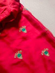 polycell red colour beautiful saree