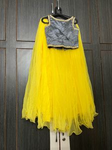 Yellow & Gray Lehenga Choli Set