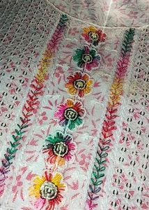 Floral Print Short Kurti with Embroidery