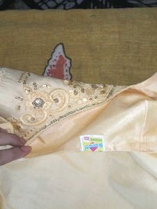 Yellow Embroidered Kurti Set With Dupatta