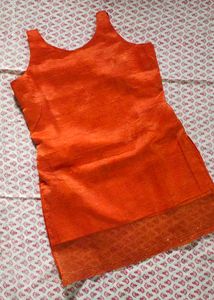 orange pretty short kurti stiched by me