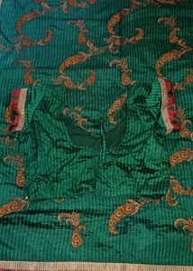 Saree With Back Open Stitched Blouse