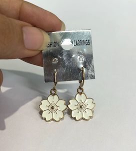 White Flower Drop Earrings