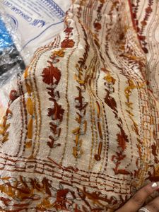 Phulkari hand Embroidered Heavy Silk  Dupatta