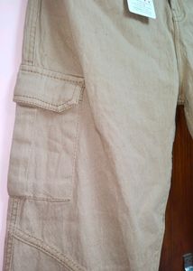 Beige Colour Cargo Jeans For Womens