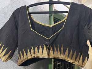 Cotton Black Half Sleeve Blouse