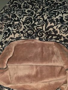 Floral Mesh Fleece Turtleneck Top