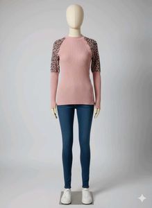 Stylish Pink Ribbed Top for winter