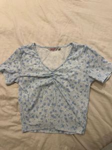 Light Blue Floral Crop Top