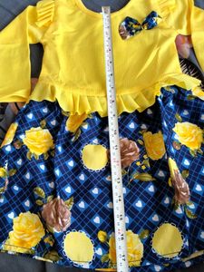 New Girl Cute Yellow &amp; Blue Dress
